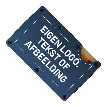 Slanke RFID portemonnee blauw met gravure