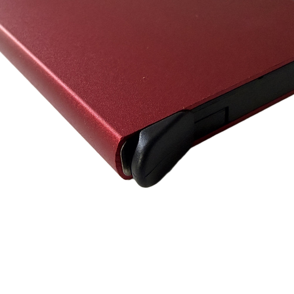 Pop-up pasjeshouder rood met gravure