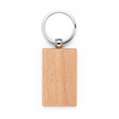 Rechthoekige houten sleutelhanger
